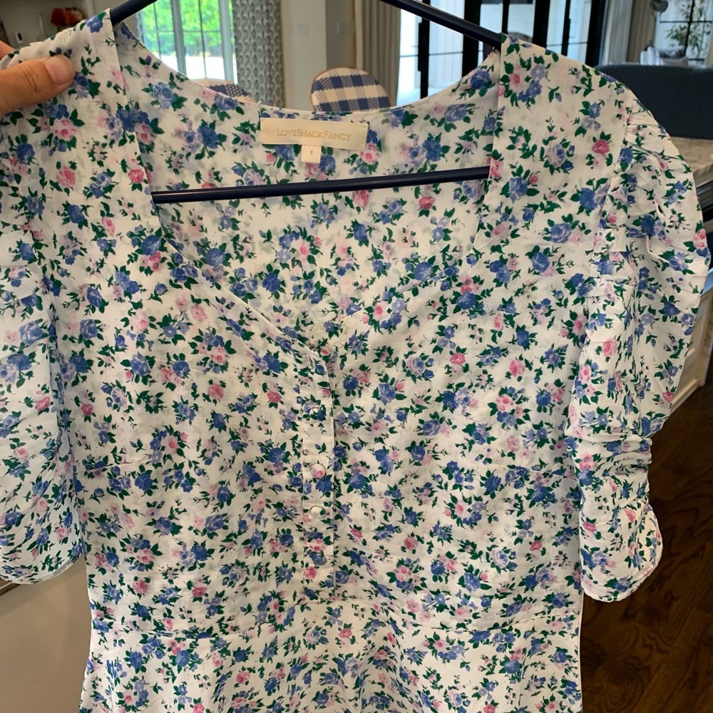 LoveShackFancy Cara Mini Dress- Bluesong Jay